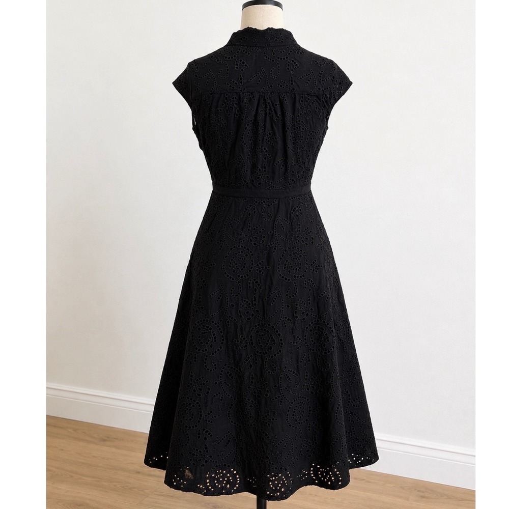 White House Black Market Eyelet Midi Shirt Dress Black Size 6 NWT $200 - Picture 2 of 7